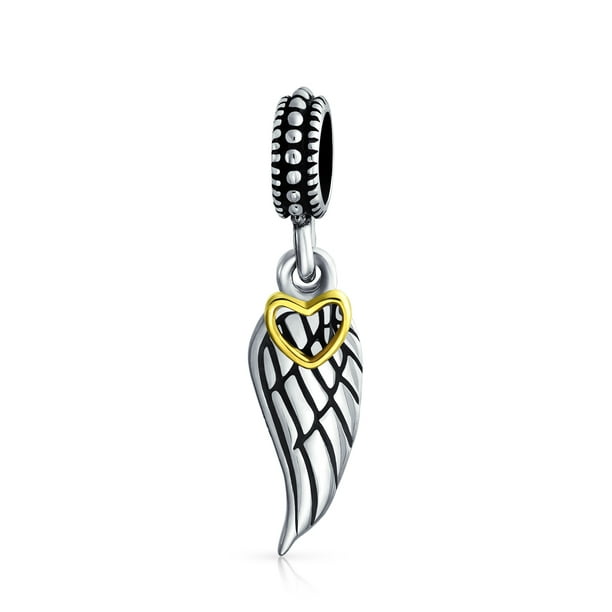 Trink Angel Wing Charm Sterling Silver Beaded Bracelet Elastic Feathers